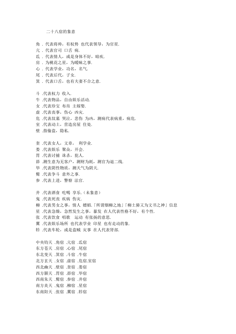 廿八宿象意（网摘粗稿）-知命悟气